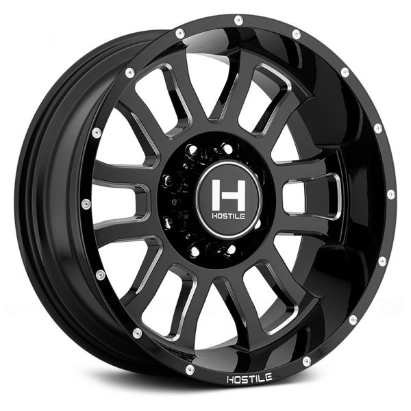 HOSTILE® - GAUNTLET Gloss Black with Milled Accents 8 Lugs