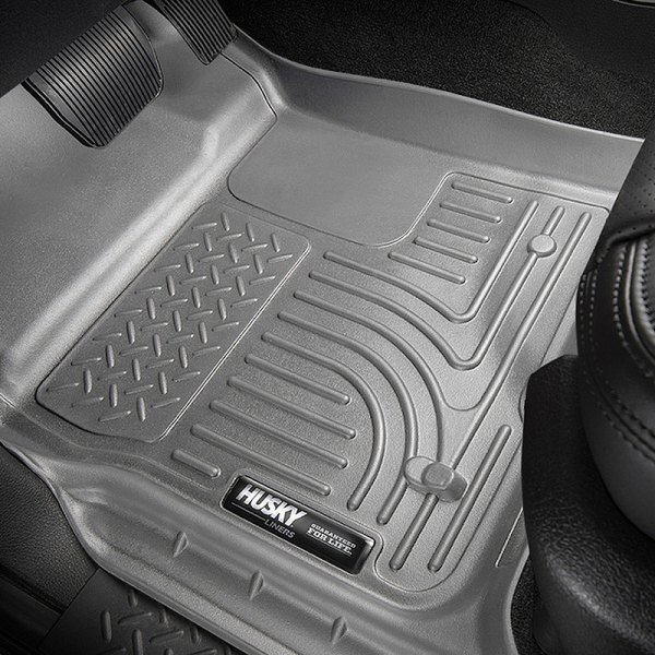  Husky Liners® - WeatherBeater™ 1st & 2nd Row, Footwell Coverage Gray Floor Liner Set
