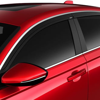 Husky® - Tape-On Low Profile Ventvisor™ Smoke Front and Rear Window Deflectors with Chrome Trim
