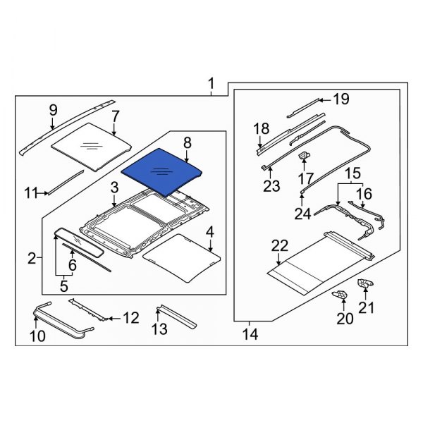 Hyundai OE 81640N9000 Rear Sunroof Glass