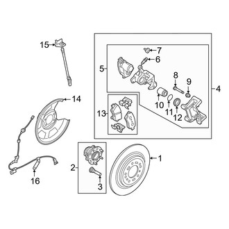 Hyundai OE - Rear Suspension - Brake Components (USA Built), (Limited / SE / SEL / XRT AWD)