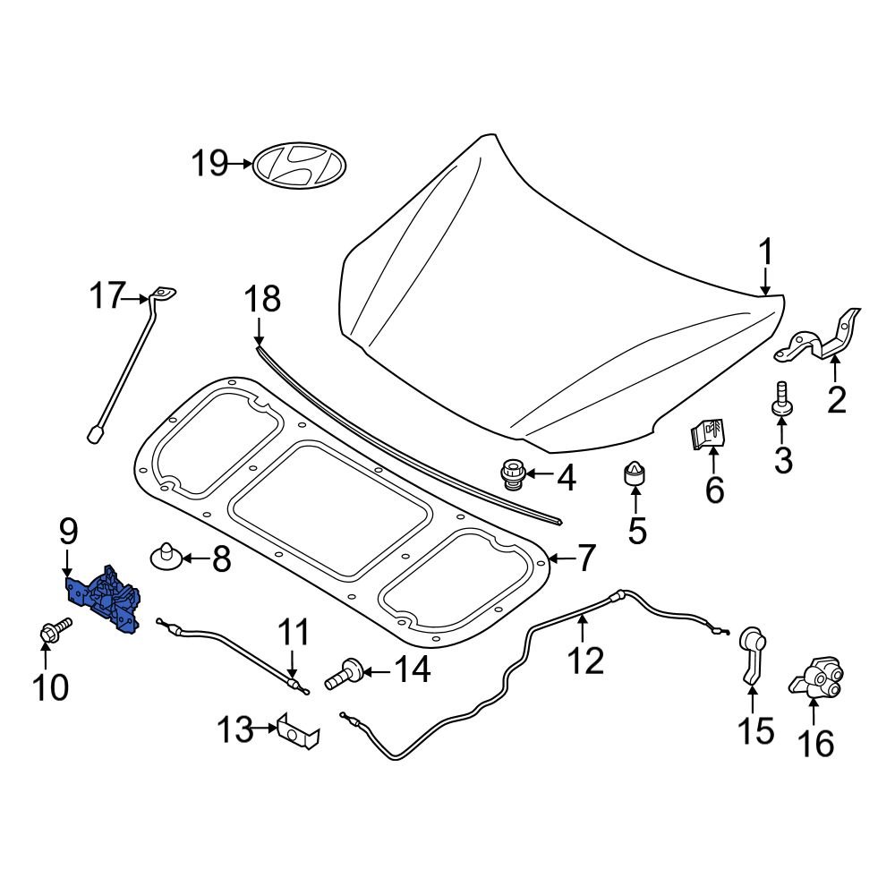 Hyundai OE 81130GI000 - Front Hood Latch