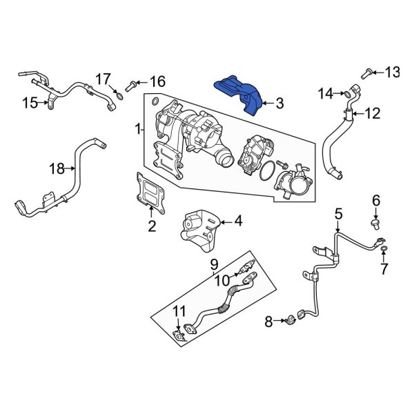 Hyundai OE 285252M900 - Upper Turbocharger Mount Heat Shield