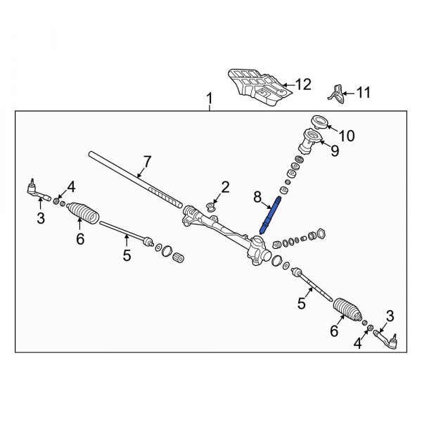 Hyundai OE 56512AA100 Front Rack And Pinion Steering Pinion Shaft