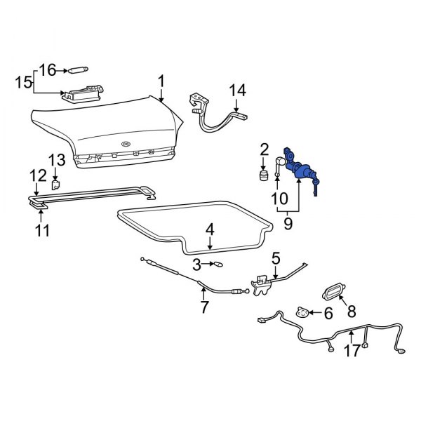 Trunk Lock Cylinder and Key