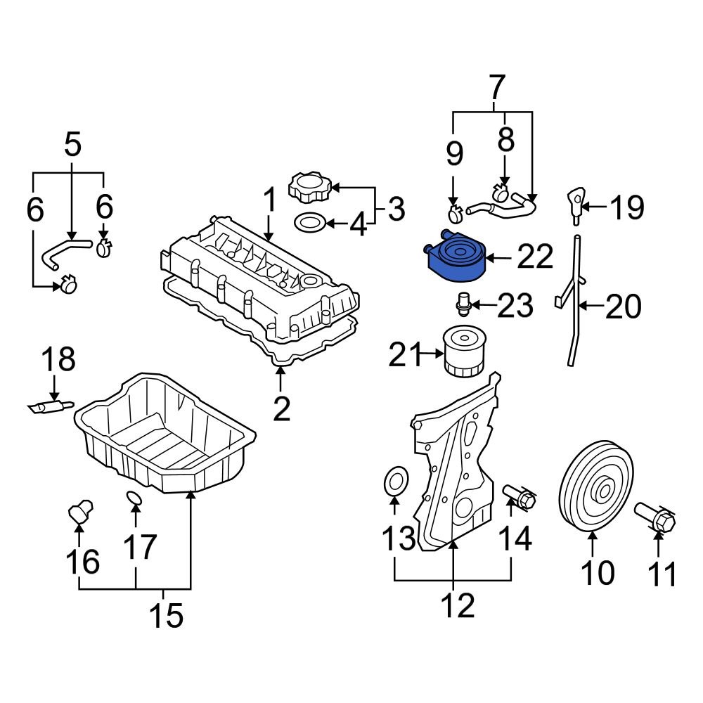 Hyundai OE 211212G000 - Engine Oil Filter Bypass Adapter