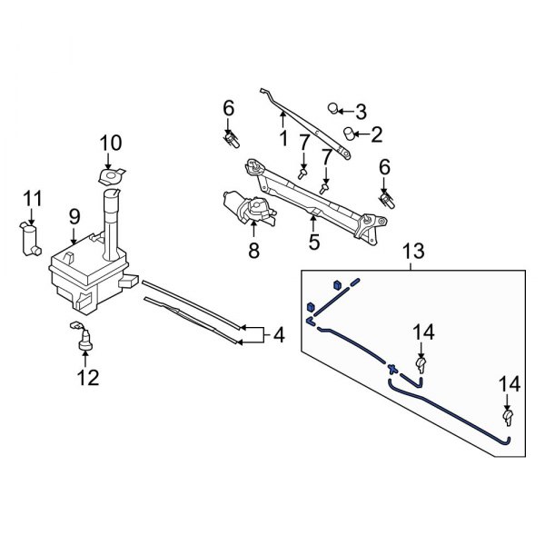 Hyundai OE 986503K001 Front Windshield Washer Hose