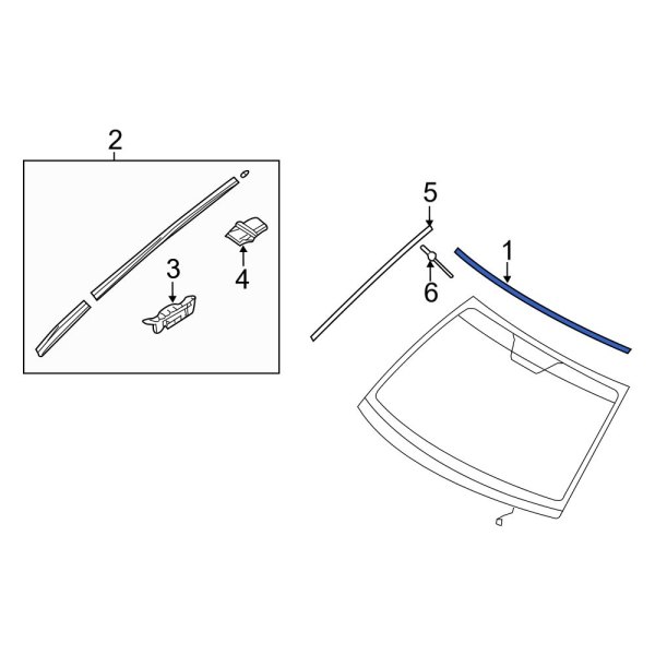 Hyundai OE 861303Q000 Front Upper Windshield Molding