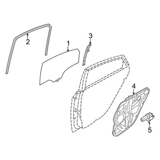 Hyundai OE - Rear Door - Glass & Hardware (2.0T / 2.0T Limited / GL / GLS / Limited / SE)