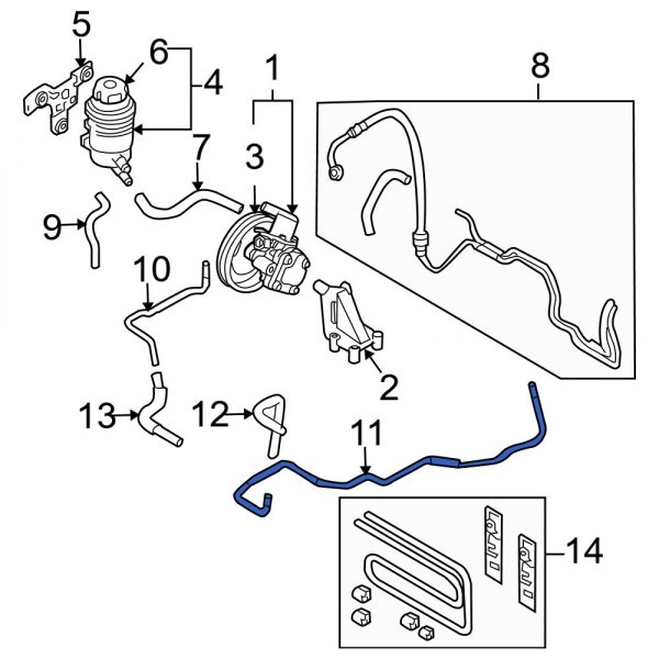 Hyundai OE 575662E000 Front Power Steering Line