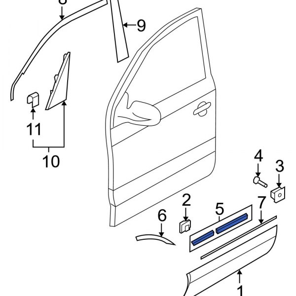 Hyundai OE 877272E000 Front Lower Door Molding