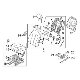 Hyundai OE - Seats & Tracks - Driver Seat Components (With Power, With Ventilation), (Base / Eco / Limited / Limited 2.0T / SE / Sport / Sport 2.0T)