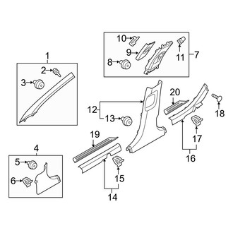 Hyundai OE - Pillars, Rocker & Floor - Interior Trim (Base / Eco / Limited / Limited 2.0T / SE / Sport / Sport 2.0T)