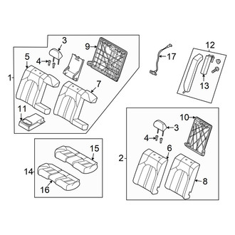 Hyundai OE - Seats & Tracks - Rear Seat Components (USA Built, With Adjustable Head Rest)