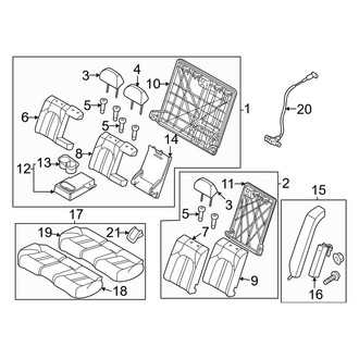 Hyundai OE - Seats & Tracks - Rear Seat Components (Korea Built, With Adjustable Head Rest)