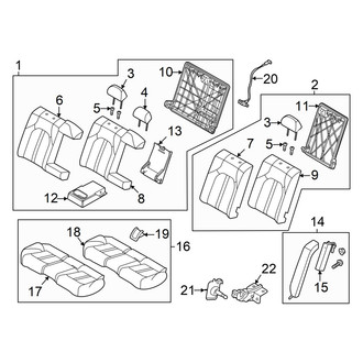 Hyundai OE - Seats & Tracks - Rear Seat Components (With Adjustable Headrest), (Hybrid Limited / Hybrid SEL)