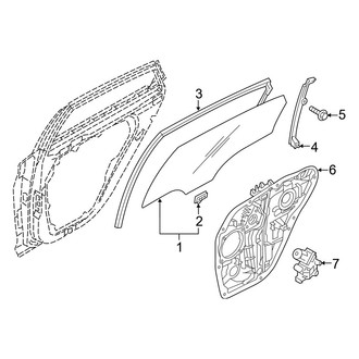 Hyundai OE - Rear Door - Glass & Hardware (Hybrid Limited / Hybrid SEL)