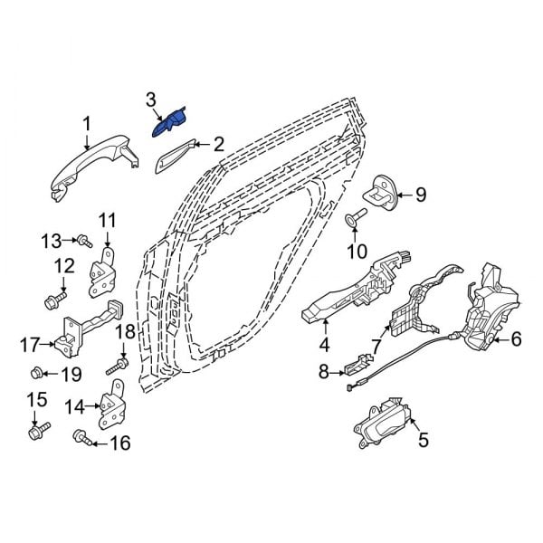 Hyundai OE 82662L1000 Rear Right Exterior Door Handle Cover