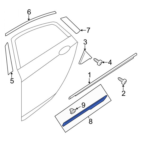 Hyundai OE 877224R000 Rear Right Door Molding
