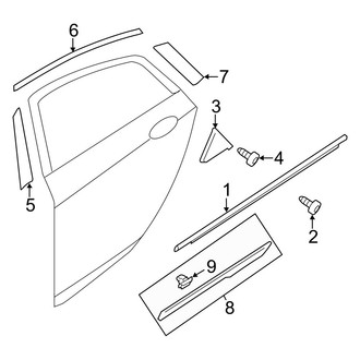 Hyundai OE - Rear Door - Exterior Trim (Hybrid / Hybrid Premium)