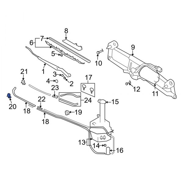 Hyundai OE 986513D000 Front Windshield Washer Hose Clip