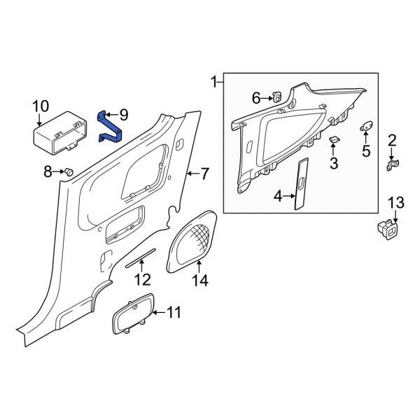 Quarter Panel Trim Panel Bracket