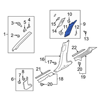 Hyundai OE - Right Upper Door Pillar Post Trim Set