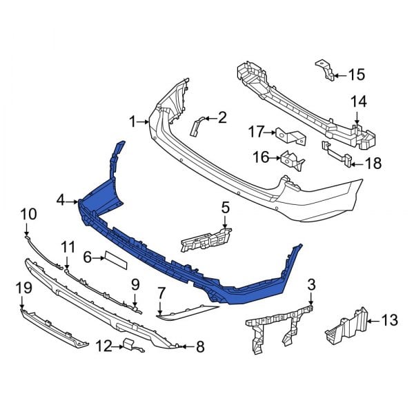 Hyundai OE 86640S8CB0 - Rear Upper Bumper Cover