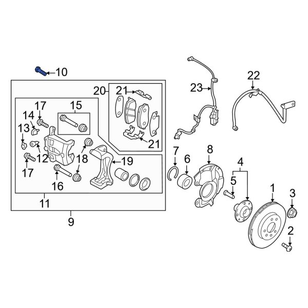 Disc Brake Caliper Anchor Plate Bolt