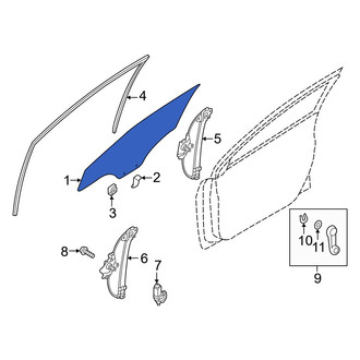 Hyundai OE - Rear Right Door Glass