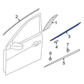 Hyundai OE - Front Left Inner Door Window Belt Weatherstrip