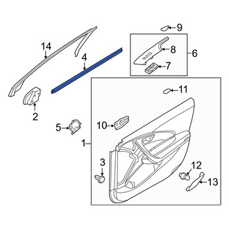 Hyundai OE - Front Left Inner Door Window Belt Weatherstrip