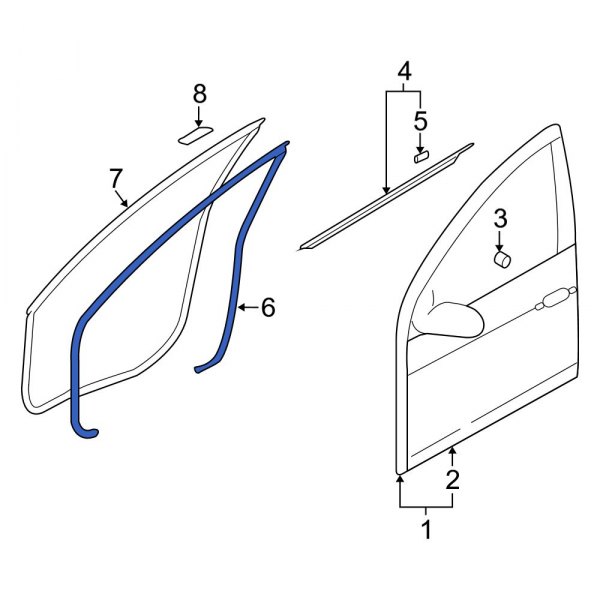 Hyundai OE 821302H000 Front Left Outer Door Seal
