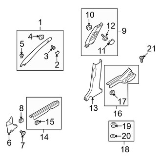 Hyundai OE - Pillars, Rocker & Floor - Interior Trim (Touring GLS / Touring SE)