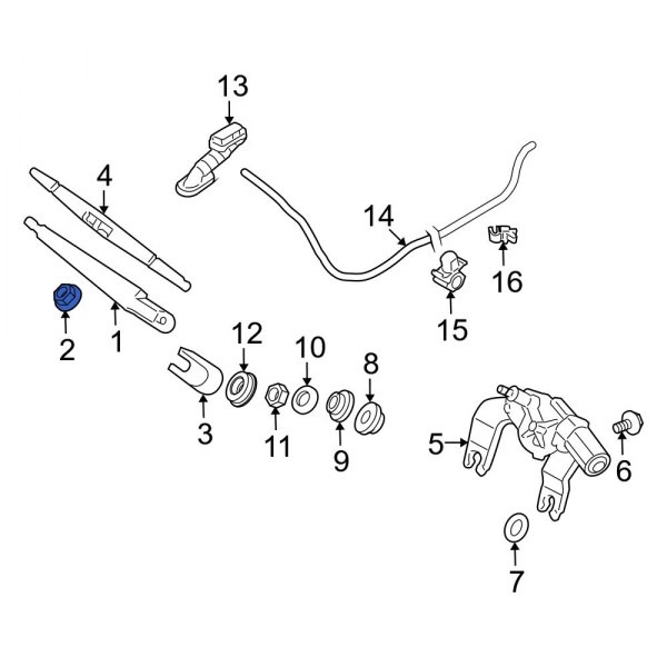 Back Glass Wiper Arm Nut