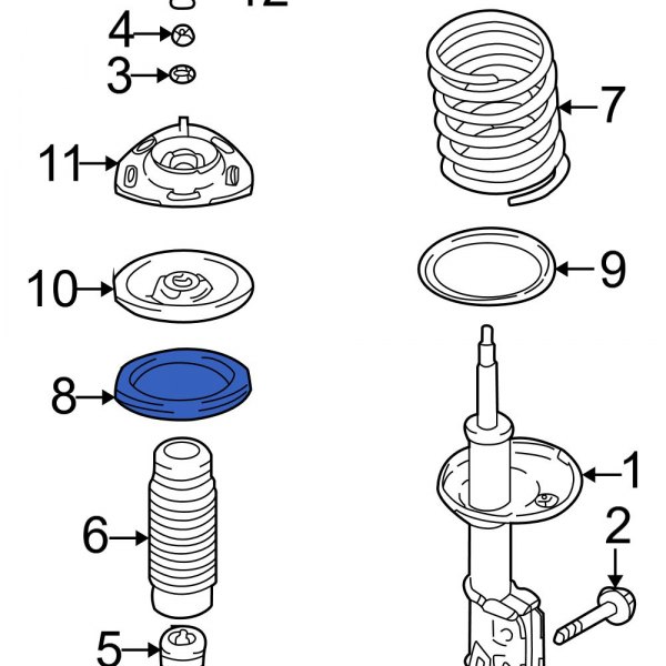 Hyundai OE 5463437100DS Front Upper Coil Spring Insulator