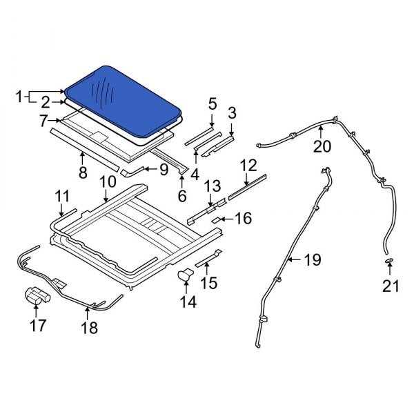 Hyundai OE 816100W000 Sunroof Glass