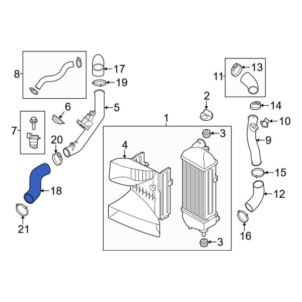 Hyundai OE 282832G300 Right Lower Intercooler Pipe
