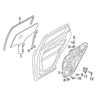 Hyundai OE - Rear Door - Glass & Hardware (Base / 2.0T)