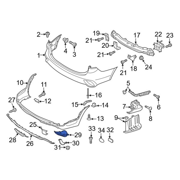 Hyundai OE 86661B8500 Rear Left Bumper Cover Heat Shield