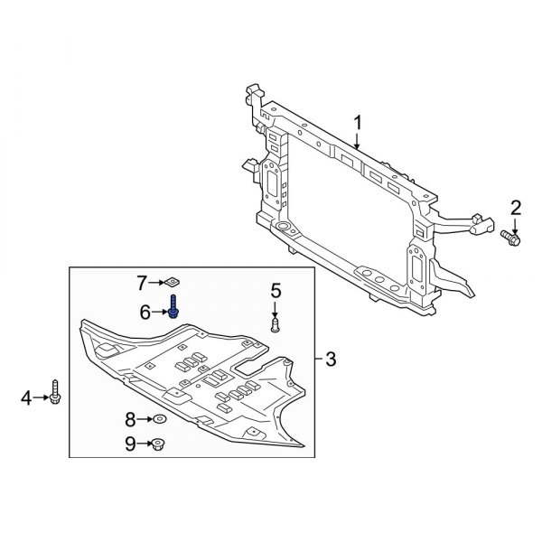 Radiator Support Splash Shield Bolt