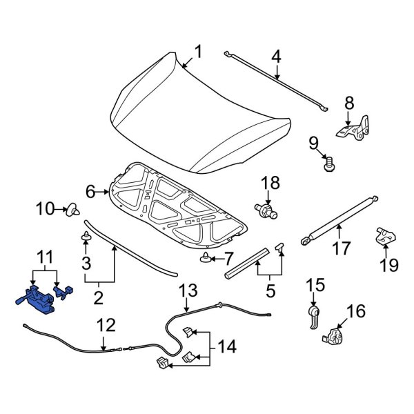 Hyundai OE 811303J000 Front Hood Latch