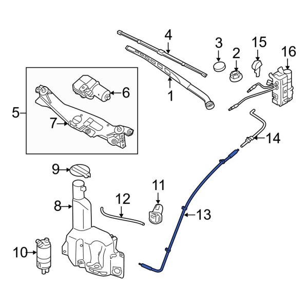 Hyundai OE 986503M000 Front Center Windshield Washer Hose