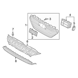 Hyundai OE - Front Bumper & Grille - Grille & Components (With Auto Brake), (Hybrid Limited / Hybrid SEL)