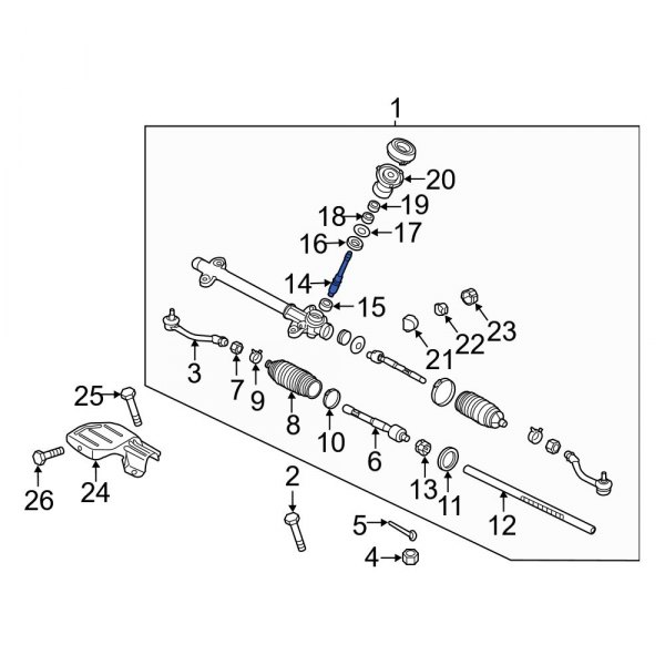 Hyundai OE 565123X100 Front Rack And Pinion Steering Pinion Shaft