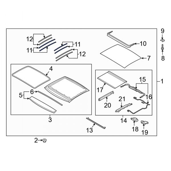 Hyundai OE 81661J3000 Left Inner Sunroof Opening Trim
