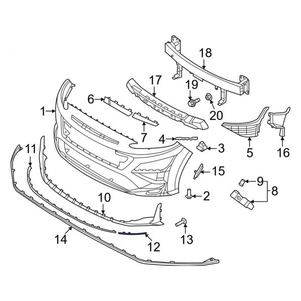 Hyundai OE 86585J9NA0 - Front Left Lower Outer Bumper Trim