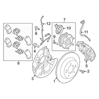 Hyundai OE - Rear Suspension - Brake Components (Limited / SE / SEL Sport FWD)