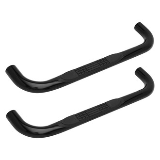 Iconic Accessories® - 3" Cab Length Black Round Tube Step Bars