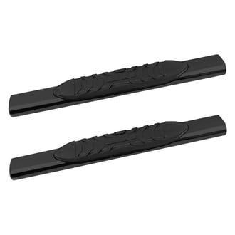Iconic Accessories® - 5" Cab Length Black Oval Straight Step Bars